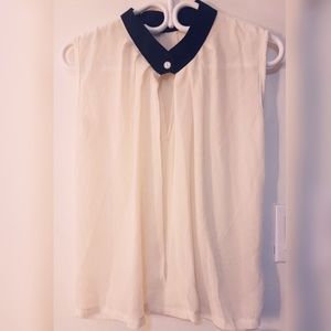 Sleeveless white Chiffon top office wear